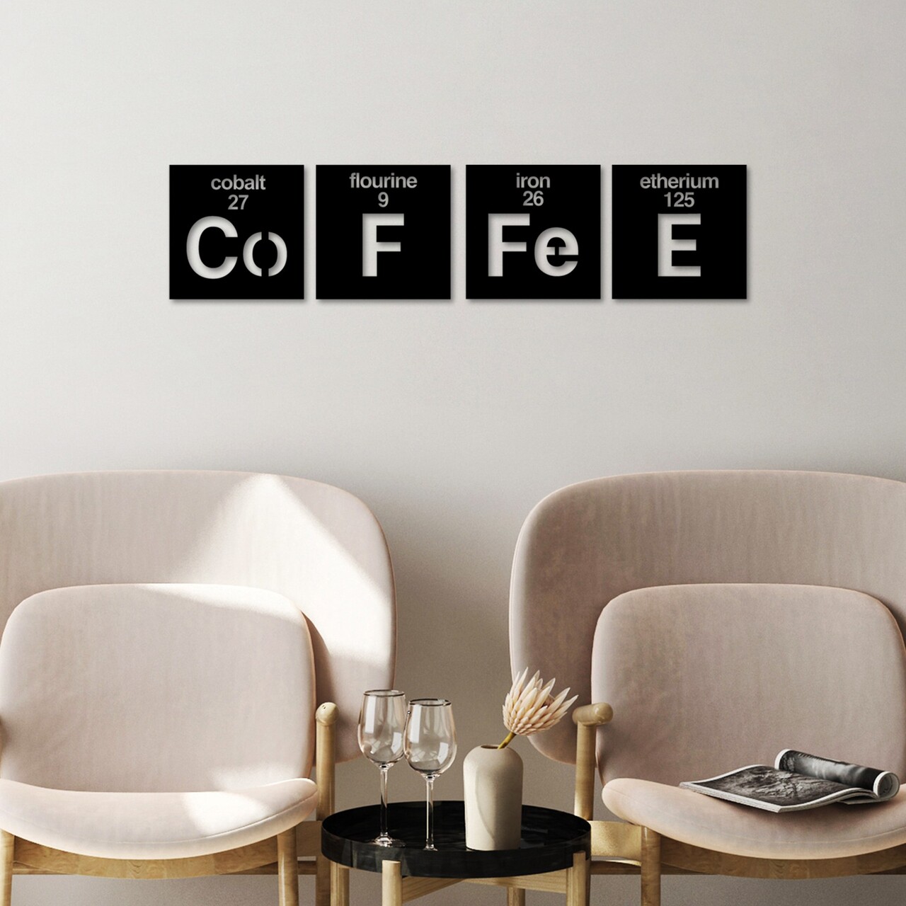 Decoratiune de perete, Coffee 13, Dimensiune: 18 x 18 cm (4 bucăți), Negru - view 2