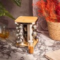 Set 12 recipiente pentru condimente si suport, Monroy, Homla, 17x17x22 cm, inox/bambus/sticla, argintiu/natur