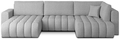 Coltar extensibil stanga 6 locuri ELTAP, LT-04BO, Bonito, 350x175x92 cm, lemn/poliester, gri deschis