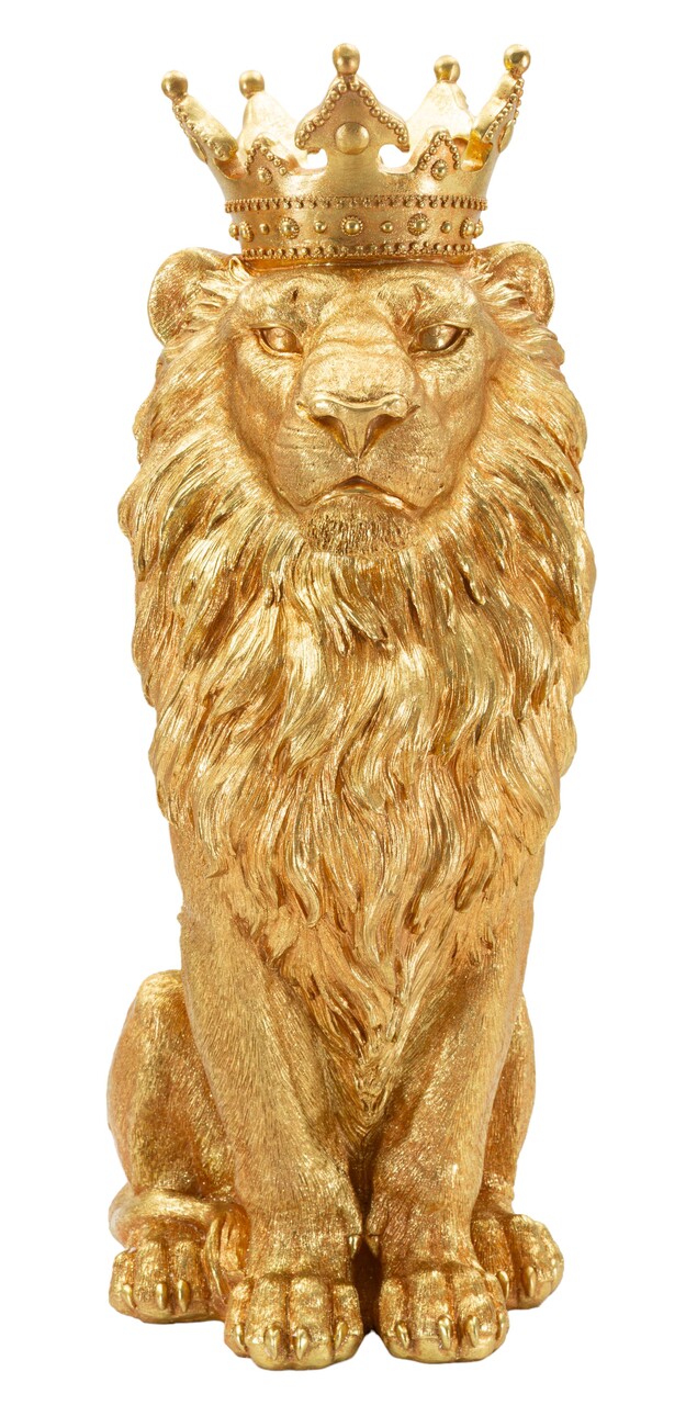Figurina /sculptura decorativa King Leon, Mauro Ferretti, 30x42x74 cm, polirasina, auriu - 1 | YEO