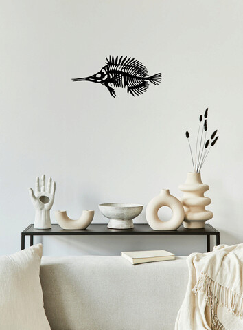 Decoratiune de perete, Fish, Metal, Dimensiune: 35 x 20 cm, Negru Ledena