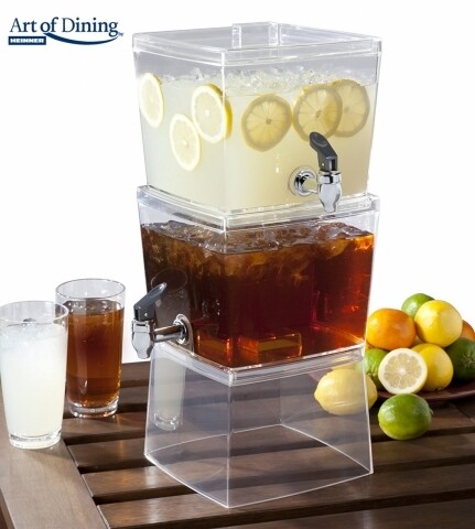 Dispenser pentru bauturi DUO MIX, Heinner Home, 2 recipiente, 5.6L/recipient, plastic, transparent 5.6L/recipient