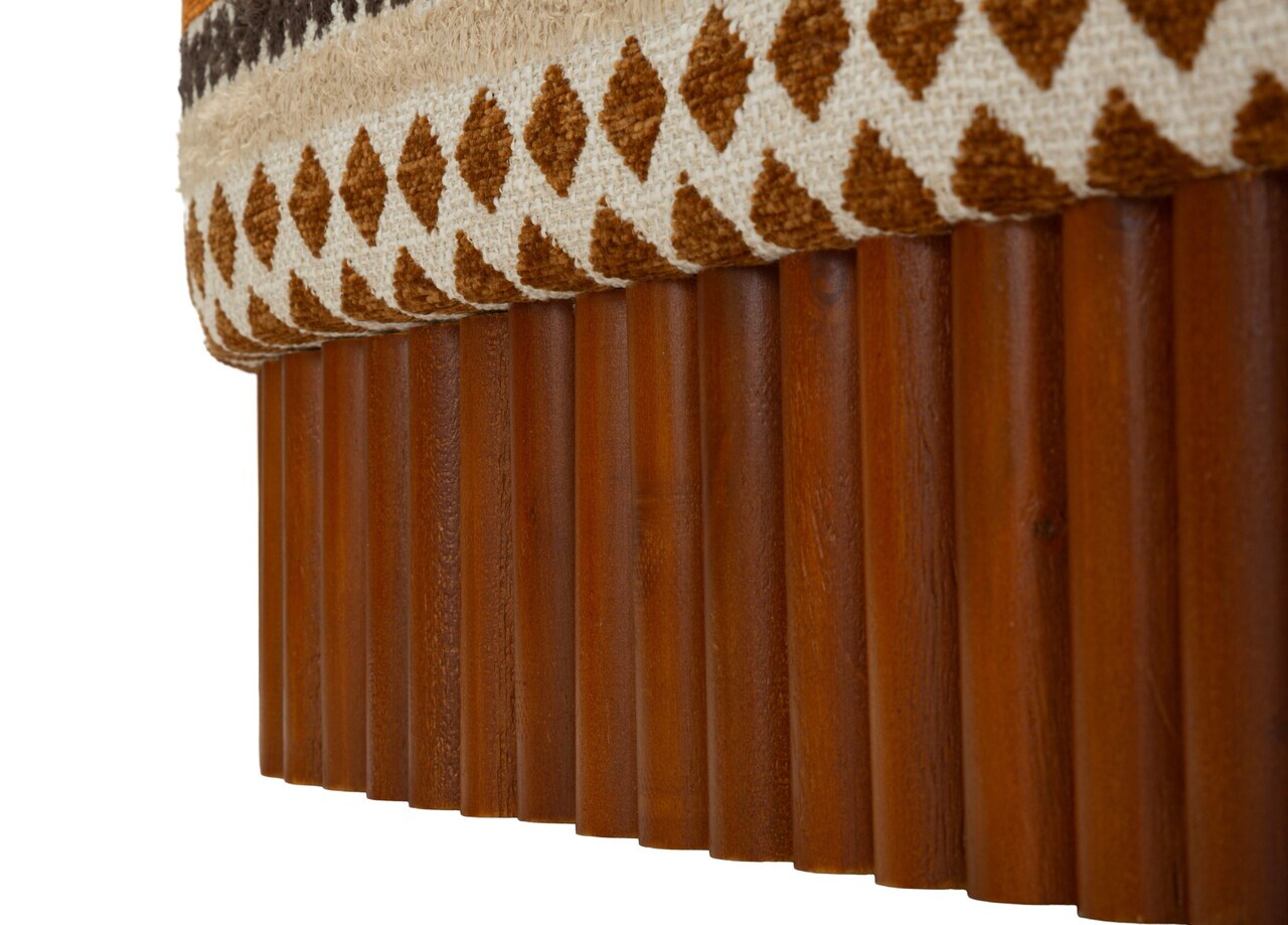 Bancheta, Mauro Ferretti, Ethnic, 82x40x40 cm, poliester/lemn masiv, multicolor — imaginea 3