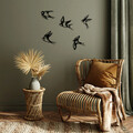Decoratiune de perete, Swallows, Metal, 19 x 18 cm, Negru