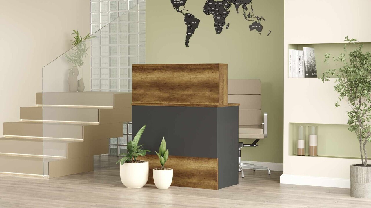 Masa de receptie, Hanah Home, Beg20-Ba, 90x110x44.5 cm, PAL, Baroc / Antracit — imaginea 4
