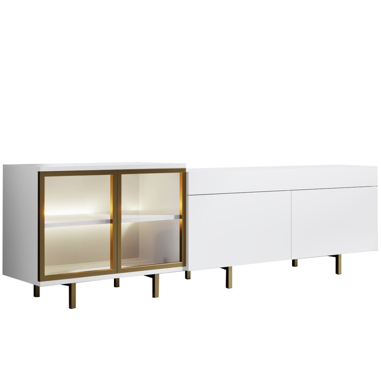 Comoda TV, Hanah Home, Vienna, 190x57x37 cm, Alb/Auriu - view 6