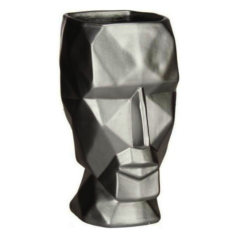 Vaza Face 3D, Gift Decor, 16 x 12 x 24.5 cm, polirasina, argintiu