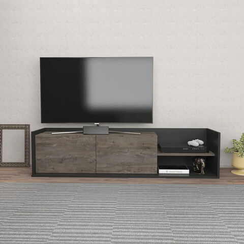 Comoda tv, retricy, krog, 160x35x36.8 cm, pal, antracit / stejar închis