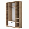Dulap pentru haine, Rani, BA131, 210x210x51.5 cm, PAL, Nuc/Alb