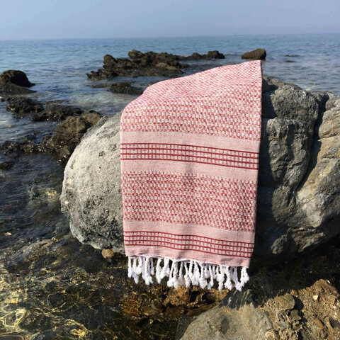Prosop de plaja, DC Home, Linen, Bumbac, Rosu claret DC Home