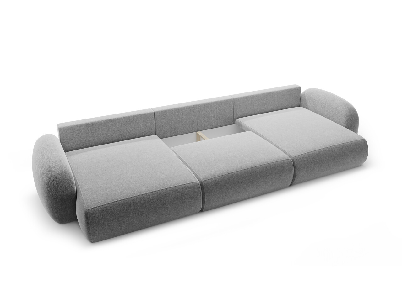 Coltar panoramic extensibil 5 locuri, Tonale, Cosmopolitan Design, 362x149x88 cm, tesatura chenille, gri deschis