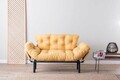 Canapea extensibilă cu 2 locuri, Futon, 859FTN1245, Metal, Galben mustar