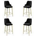 Set scaune  de bar 4 piese, Charlotte, Enox, Metal, Negru