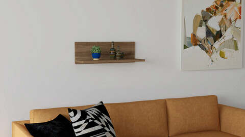 Raft de perete, puqa design, fane, 60x19.6x21.6 cm, pal, nuc