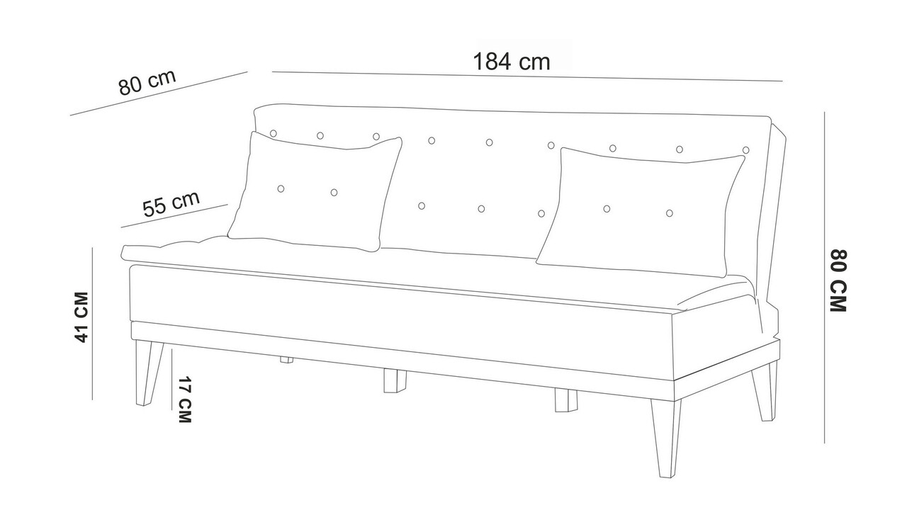 Canapea Extensibila Cu 3 Locuri, Unique Design, 867UNQ1333, Lemn De Carpen, Antracit