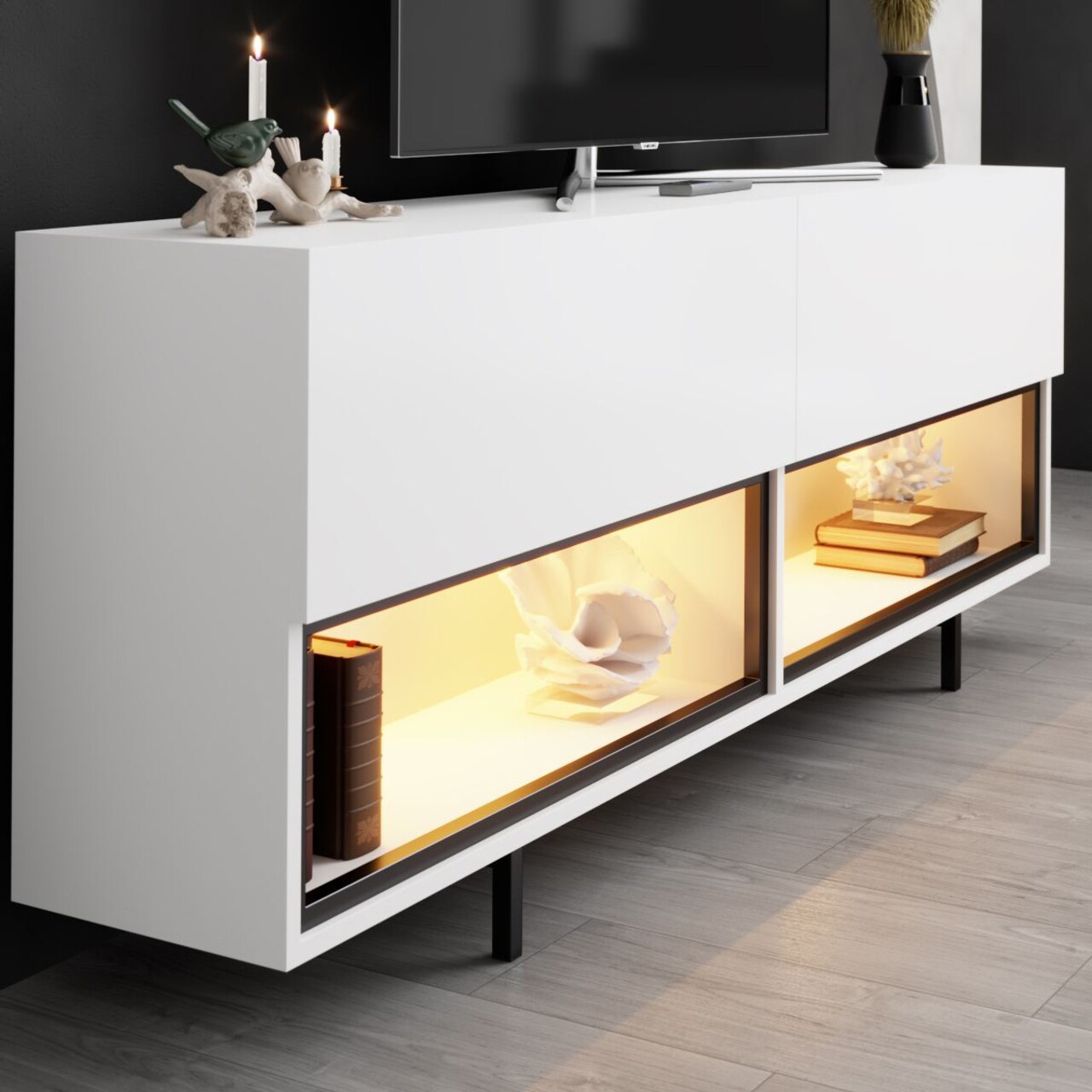 Comoda TV, Hanah Home, Ekol Down, 180x67x32 cm, Alb - view 4