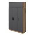 Dulap pentru haine, Minerva, Minar 235, 135x235x52 cm, PAL, Antracit / Dore