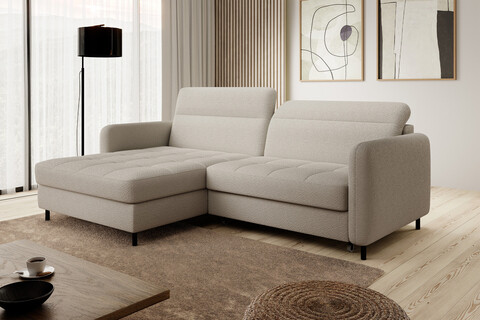Coltar extensibil stanga 3 locuri ELTAP, LT-18ROY, Gomsi, 228x165x100 cm, lemn/poliester, bej deschis