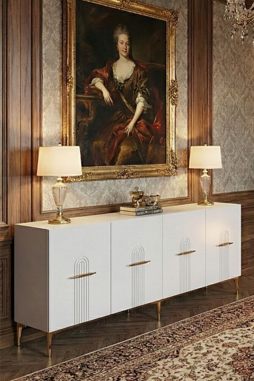 Consola, Hanah Home, Ida 180, 180x75x32 cm, Alb/Auriu — imaginea 2