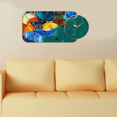 Set ceas si tablou decorativ, yms-75, mdf , dimensiune: 68 x 32 cm, multicolor