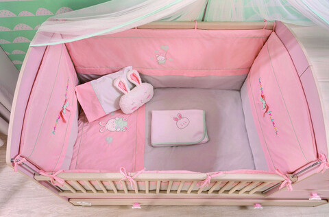 Set de dormit pentru bebelusi cu protectie laterala, Baby Girl (75×115 Cm), Çilek, Bumbac Çilek