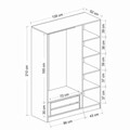 Dulap pentru haine, Minerva, Kale White Black, 135x210x52 cm, PAL, Alb/Negru