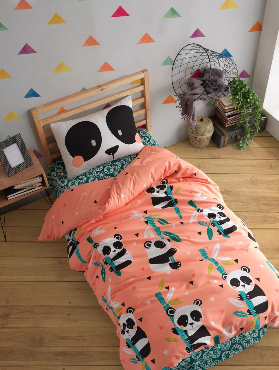 Lenjerie de pat pentru o persoana, Panida - Pink, EnLora Home, 80% bumbac / 20% poliester