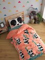 Lenjerie de pat pentru o persoana, Panida - Pink, EnLora Home, 80% bumbac / 20% poliester