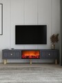 Comoda TV, Hanah Home, Dario Bohem Fireplace, 150x44.6x29.6 cm, PAL , Antracit