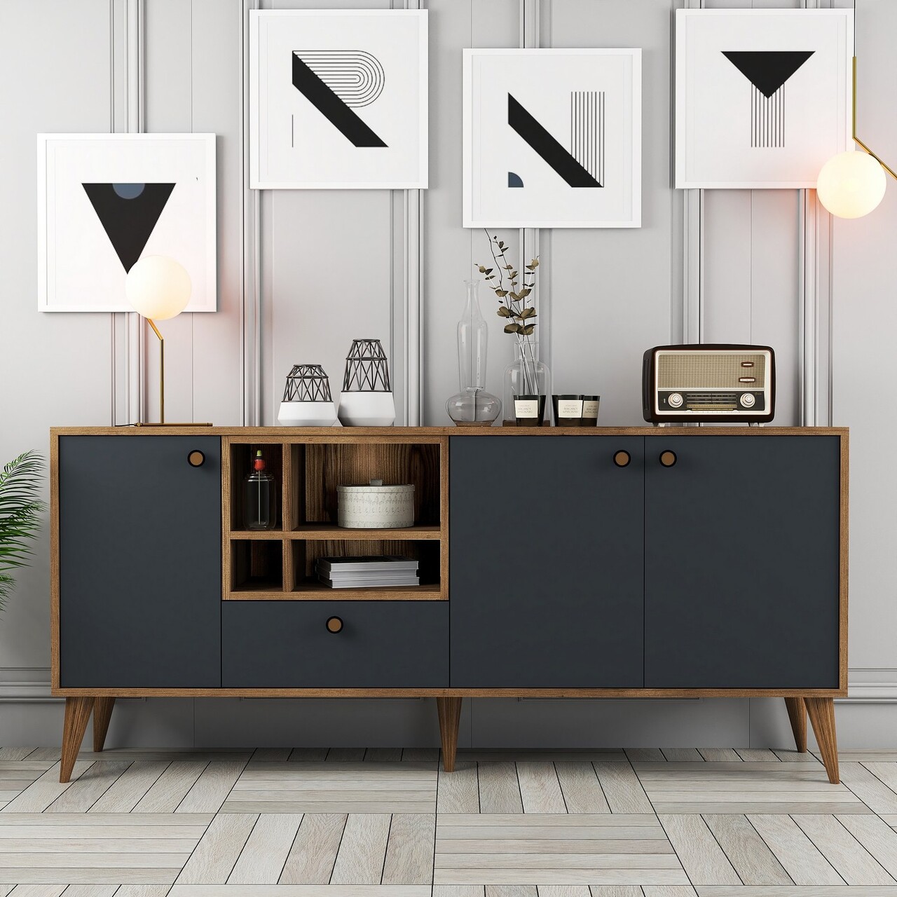 Consola, Hommy Craft, Napoli, 180x81x35 cm, PAL, Antracit / Nuc - 1 | YEO