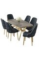 Set masa si scaune (7 piese), Hanah Home, Asel, Antracit / Aur
