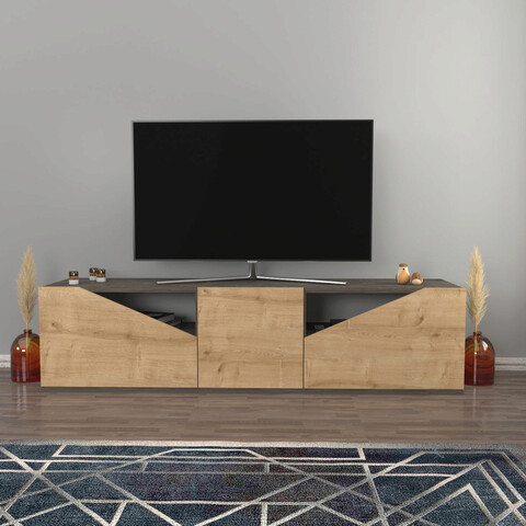 Comoda TV, Retricy, Carson, 160×35.3×40 cm, PAL, Wenge / Stejar 160x35.3x40