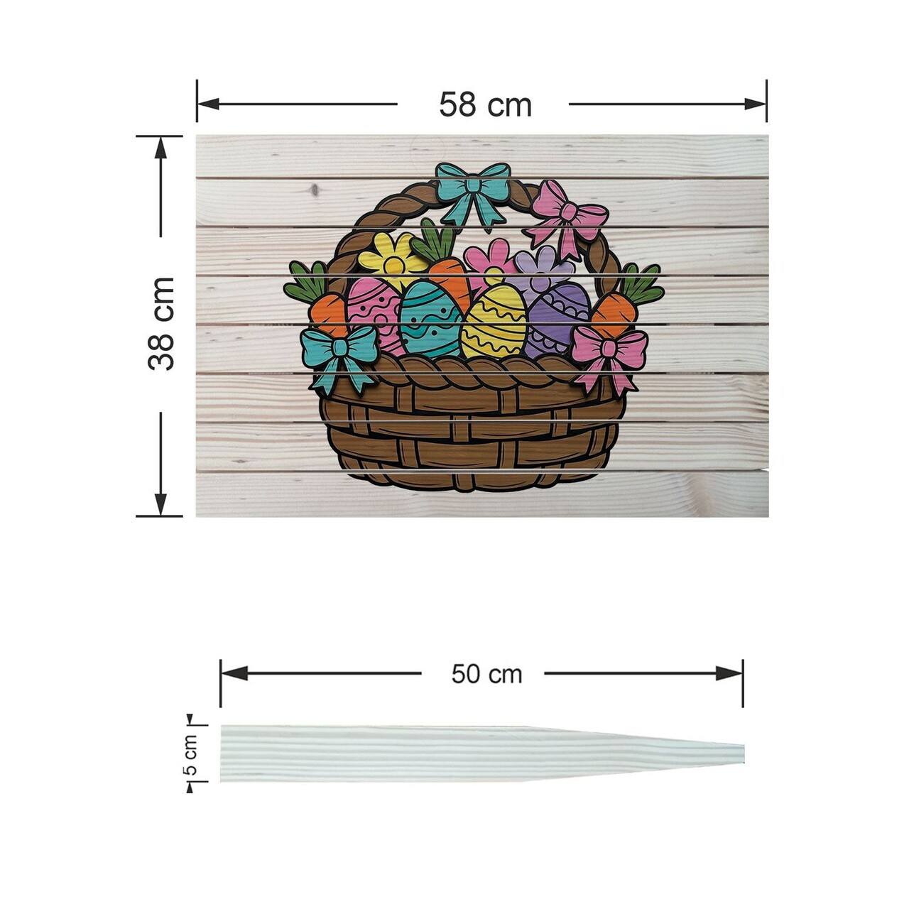 Semn de curte, Classic Easter Basket, 58x38 cm, Multicolor - imagine 4