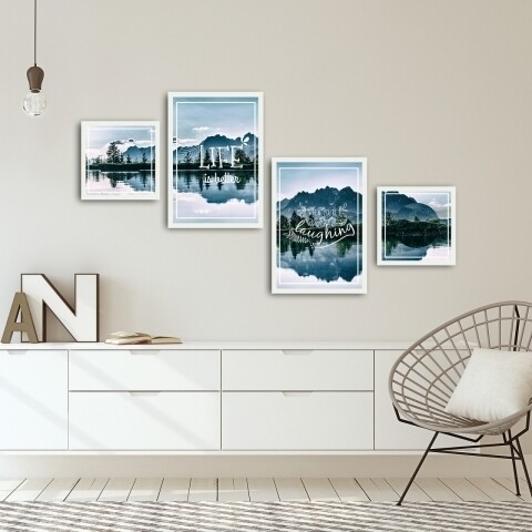 Set 4 tablouri decorative, Alpha Wall, Better Laughing, 30×30/35×50 cm 30x30/35x50