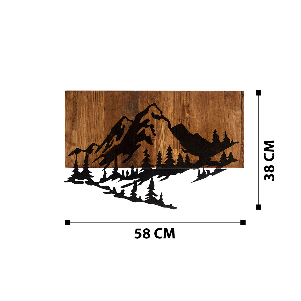 Decoratiune de perete, Dag 2, lemn/metal, 58 x 38 cm, negru/maro