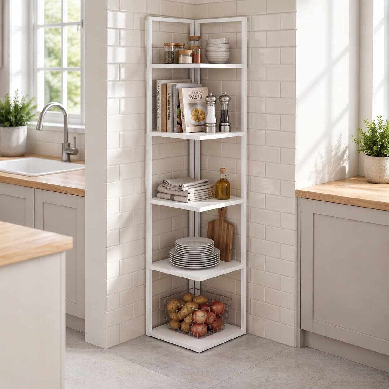 Corp biblioteca Hanah Home Wally 35.8x180.1x35.8 cm PAL Alb