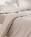 Lenjerie de pat dubla King (cearceaf cu elastic) 4 piese, Viento - Brown, Ecru, Elliott, 50% bumbac / 50% poliester
