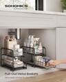 Organizator pentru dulap cu 2 cosuri glisante, Songmics, 26.5x21x31.5 cm, otel, negru