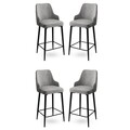 Set scaune  de bar 4 piese, Charlotte, Enox, Metal, Gri/Negru