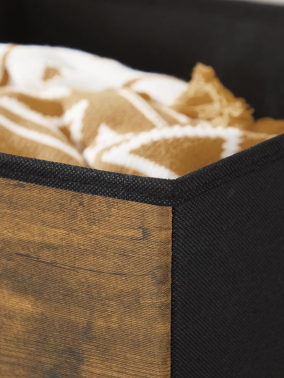 Set 6 cutii de depozitare pliabile, Songmics, 30x30x30 cm, material Oxford/carton, maro rustic - view 7