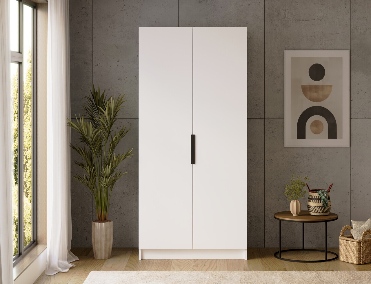 Dulap pentru haine ELTAP, W-SZA100, Mirtillo, 100x60x216 cm, PAL laminat, alb — imaginea 4