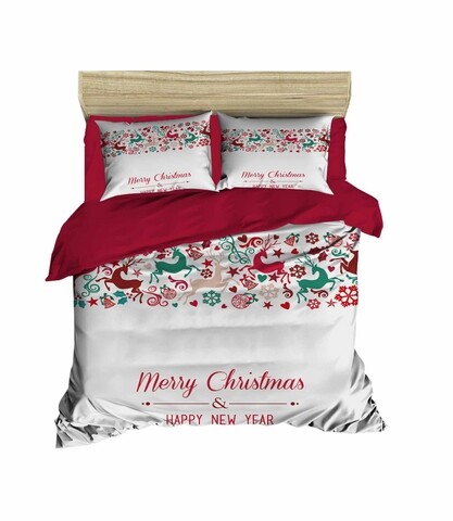 Poza Lenjerie de pat dubla Xmas-426, Pearl Home, 3 piese, amestec bumbac, multicolor