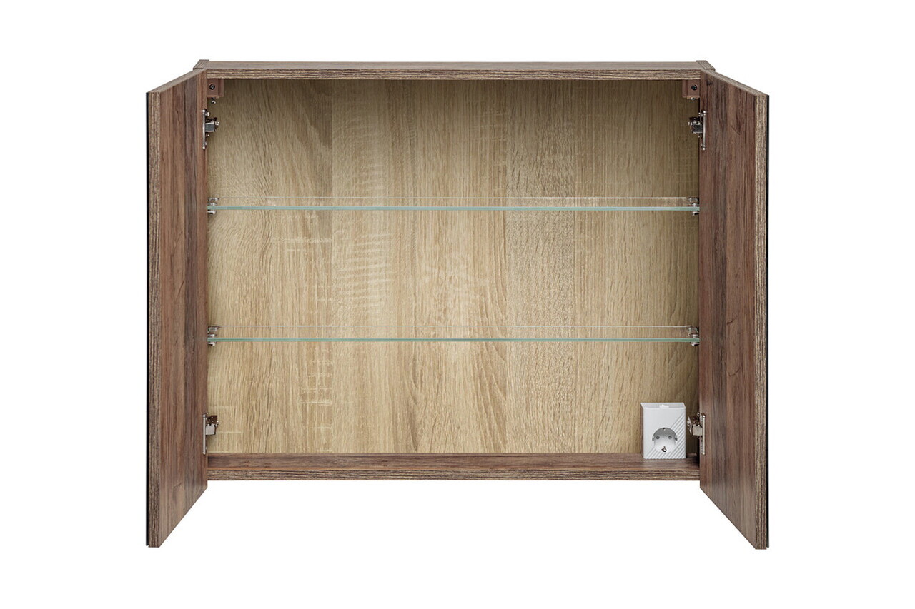 Cabinet cu oglinda si 2 usi, Santa Fe Oak, Comad, 80x17x65 cm, PAL laminat, stejar santa fe vintage — imaginea 4