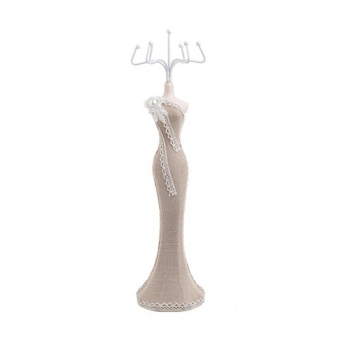 Suport pentru bijuterii Lady, InArt, 9 x 9 x 30 cm, polirasina, bej