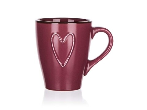 Cana heart, banquet, 310 ml, ceramica, bordo