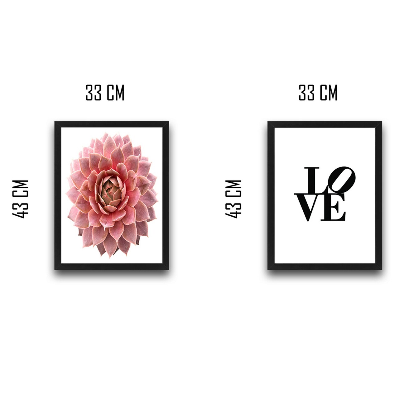 Set 2 tablouri decorative, Love Pink Flower Set, PAL, Hartie, Multicolor