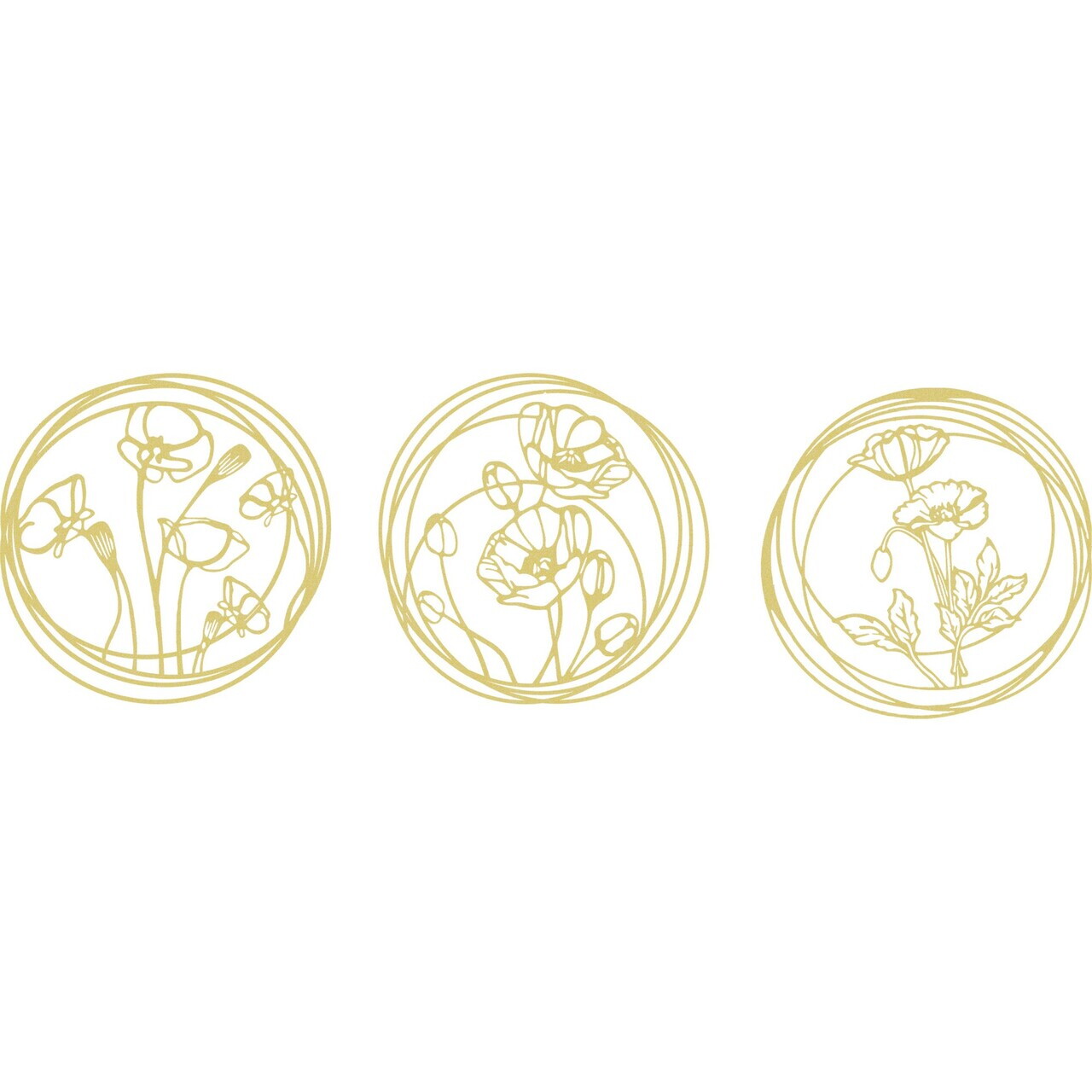 Set de accesorii decorative de perete din metal, RT-NMD-076, Dimensiune: 39 x 39 cm (3 bucăți), Auriu — imaginea 2