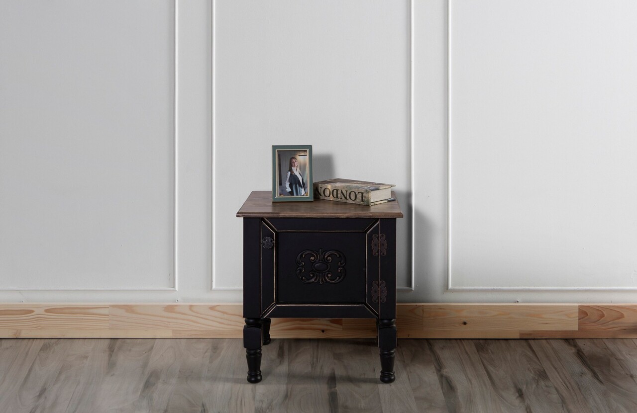 Noptiera, Ephelia, Ada Nightstand, 50x40x52 cm, MDF , Negru - 1 | YEO