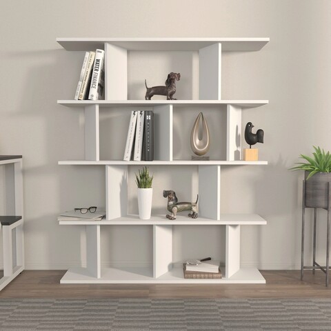 Corp biblioteca, Zena Home, Grace, 120x141x24.6cm, 100% PAL melaminat, Alb