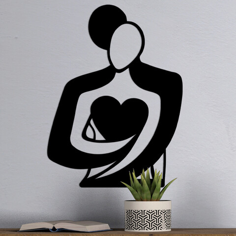 Decoratiune de perete, love, metal, 70 x 52 cm, negru
